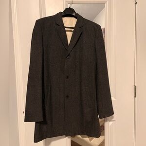 Men’s Wool Blend Topcoat Suit Tailoring Gray Overcoat Size L